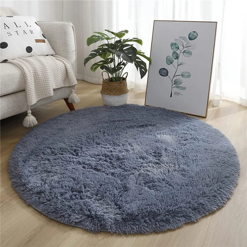 Round Fluffy Plush Carpet for Home Living Room Decor Thick Area Rugs Velvet Floor Mats